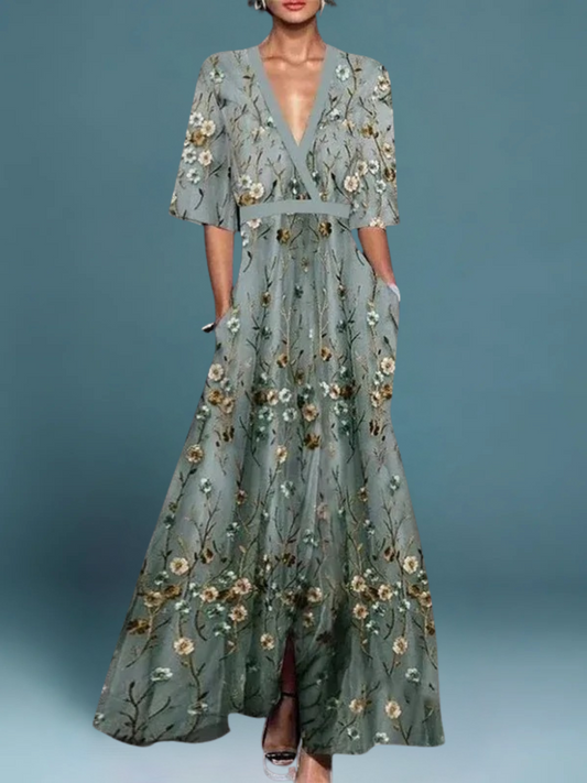 Maelis | Elegant Long Floral Dress