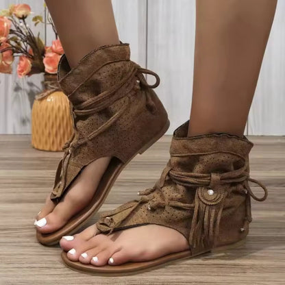 Ella™ - Vintage Fringe Accent Sandals