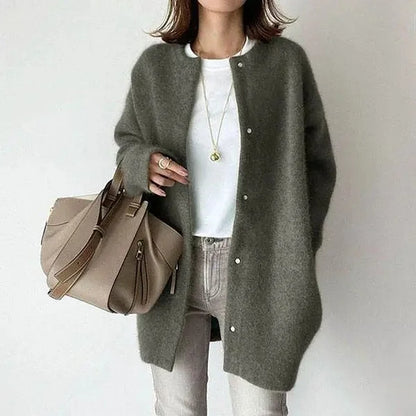 Ultrazachte gebreide bovenkleding dames losse pasvorm wollen jas herfst nieuw ontwerp afslanksensatie kleine nichestijl jas