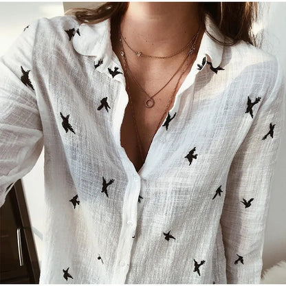 Lena | Cotton Long Sleeve Shirt Top