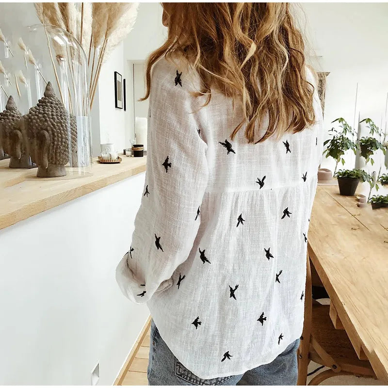Lena | Cotton Long Sleeve Shirt Top