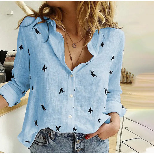Lena | Cotton Long Sleeve Shirt Top