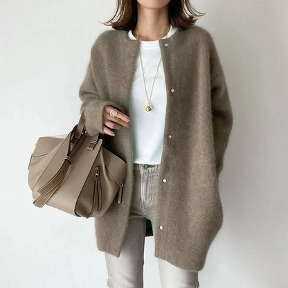 Ultrazachte gebreide bovenkleding dames losse pasvorm wollen jas herfst nieuw ontwerp afslanksensatie kleine nichestijl jas
