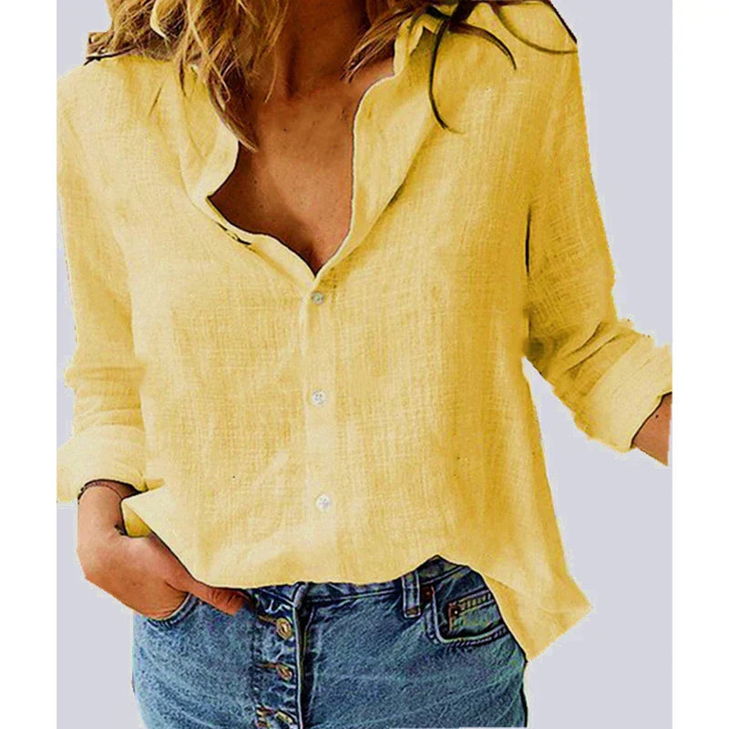 Lena | Cotton Long Sleeve Shirt Top