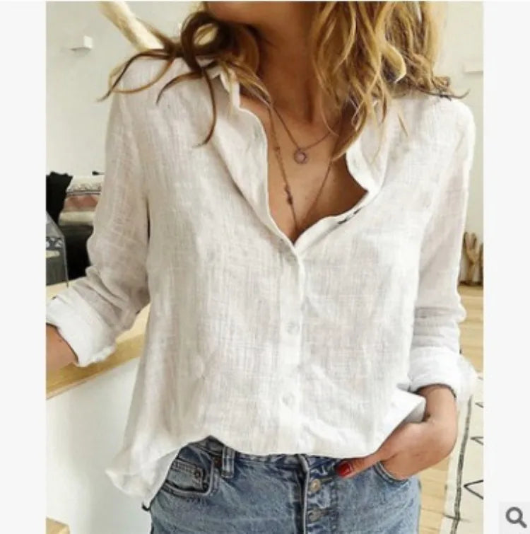 Lena | Cotton Long Sleeve Shirt Top