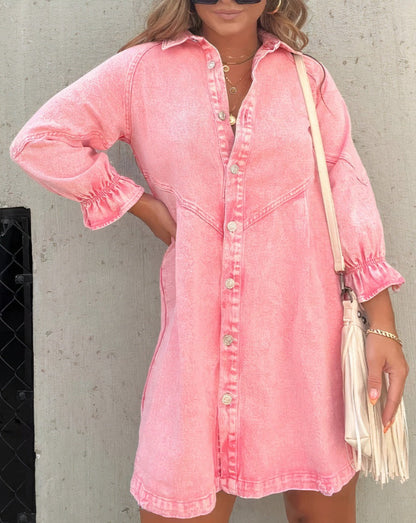 Molly | Denim Long Sleeve Shirt Dress