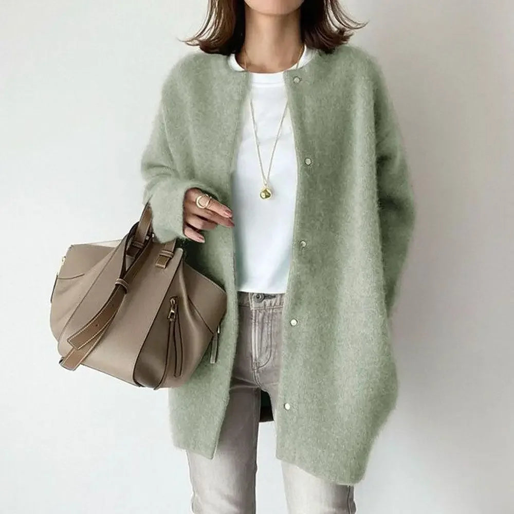 Ultrazachte gebreide bovenkleding dames losse pasvorm wollen jas herfst nieuw ontwerp afslanksensatie kleine nichestijl jas
