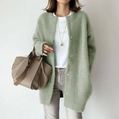 Ultrazachte gebreide bovenkleding dames losse pasvorm wollen jas herfst nieuw ontwerp afslanksensatie kleine nichestijl jas