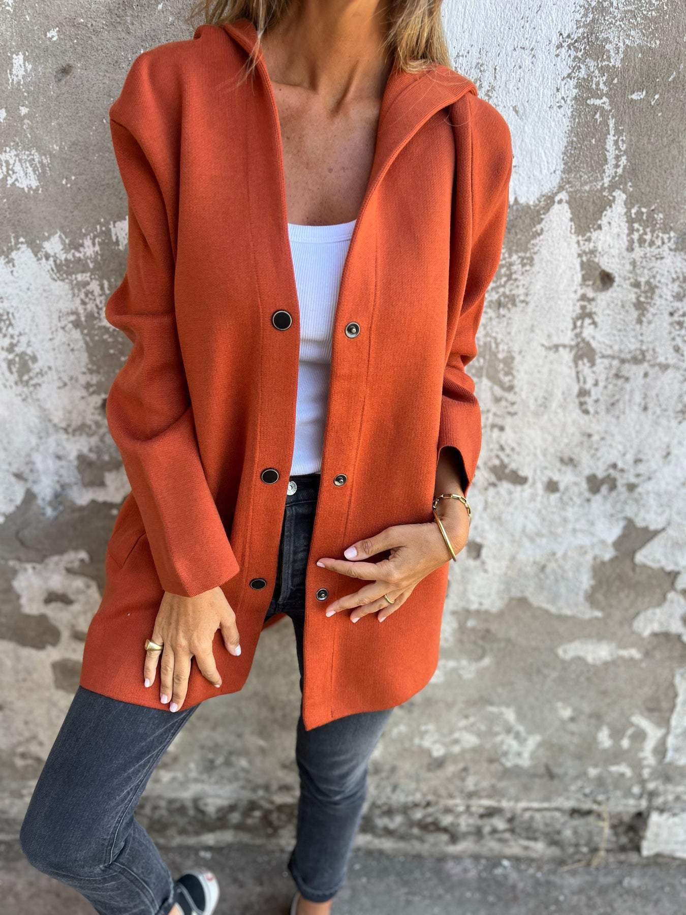 Elina | Casual Single-Breasted Blazer with Hood