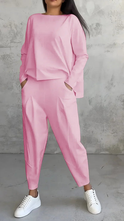 Nora | Casual Round Neck Long Sleeve Two-Piece Suit