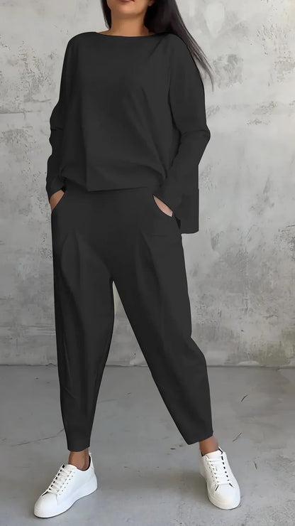 Nora | Casual Round Neck Long Sleeve Two-Piece Suit