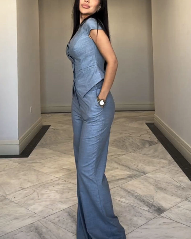 Roxanne | V-Neck Top and Pants Set