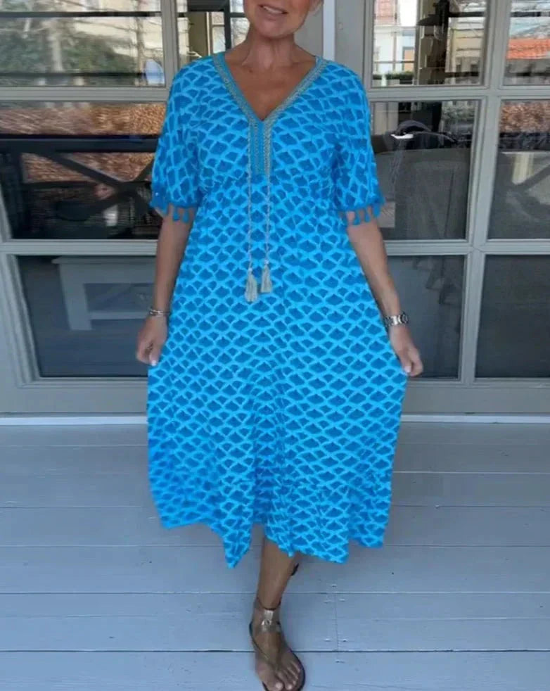 Niamh | Comfortable Loose Fit V-Neck Midi Dress