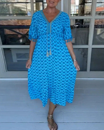 Niamh | Comfortable Loose Fit V-Neck Midi Dress