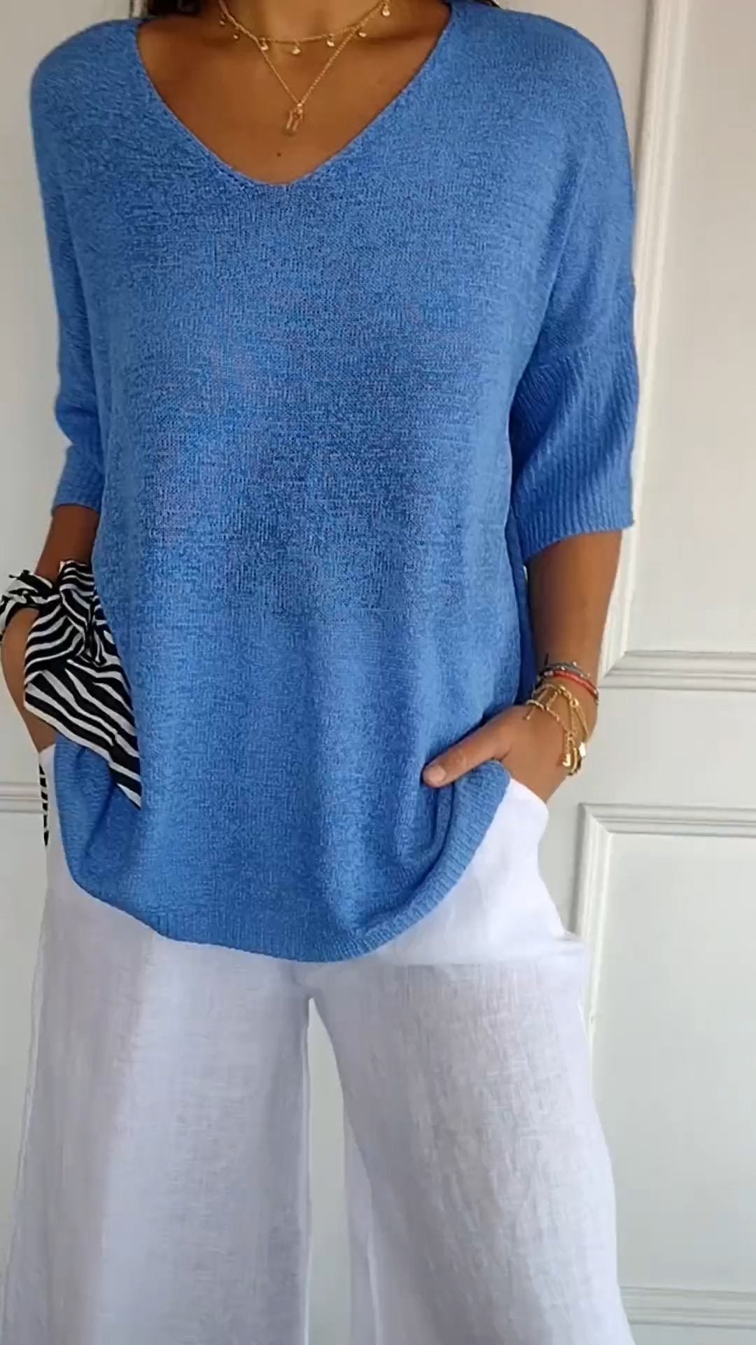 Elowen | Plain Knitted Top with V-neckline