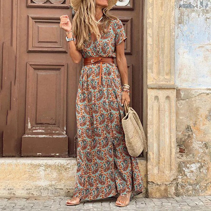 Sabrina | Boho Maxi Dress with Belt