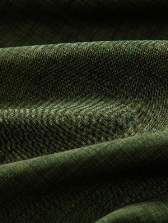 Linen Set with Short Sleeve Mandarin Collar Shirt & Straight-Leg Trousers