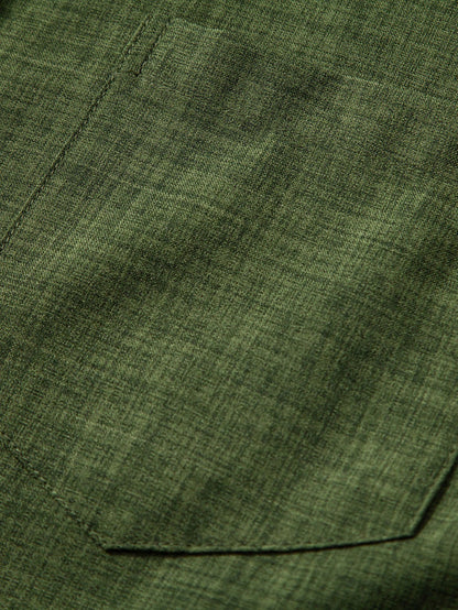 Linen Set with Short Sleeve Mandarin Collar Shirt & Straight-Leg Trousers